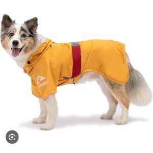 Porridge Hooded Dog Raincoat Reflective Jacket w clear visor Sz 55/M-L